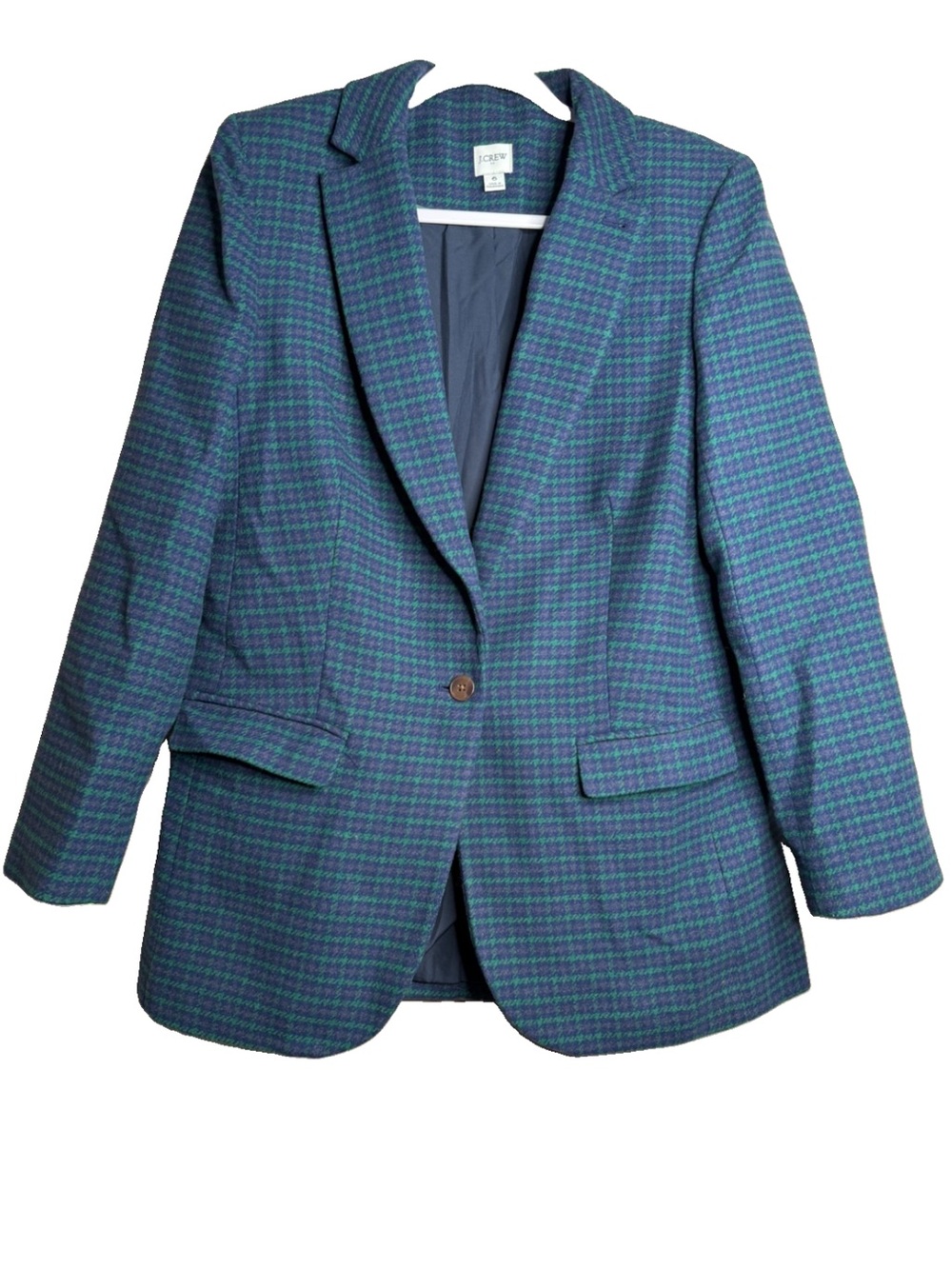 J. Crew Serene Spruce Antique Plaid Relaxed One Button Blazer Women's Size 6